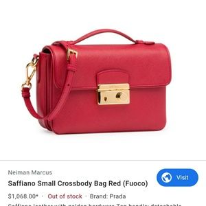 Prada small saffiano bag in red fuoco